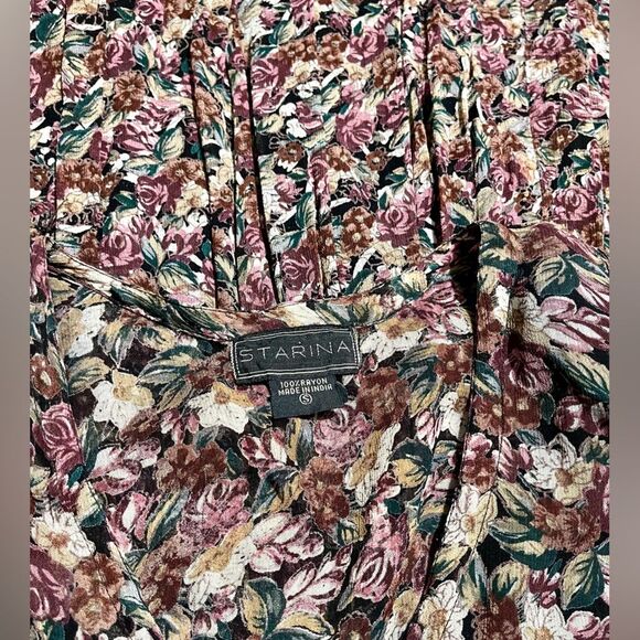 Starina floral dress vintage 90’s flared bohemian gipsy lightweight women’s S - Picture 4 of 4